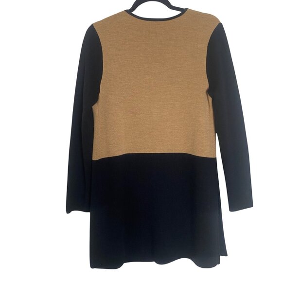 Talbots Wool Blend Long Open Cardigan Sweater Womens M Brown Black Coatigan Fall - Picture 3 of 9